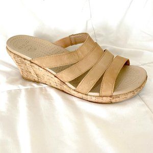 Crocs Leather Shoes with Cork Heels, Women's size 10